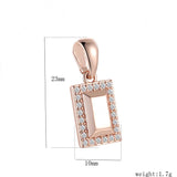 Rose Rhombic Square Zircon Pendant Chain Necklace