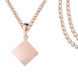 Rose Rhombic Square Zircon Pendant Chain Necklace