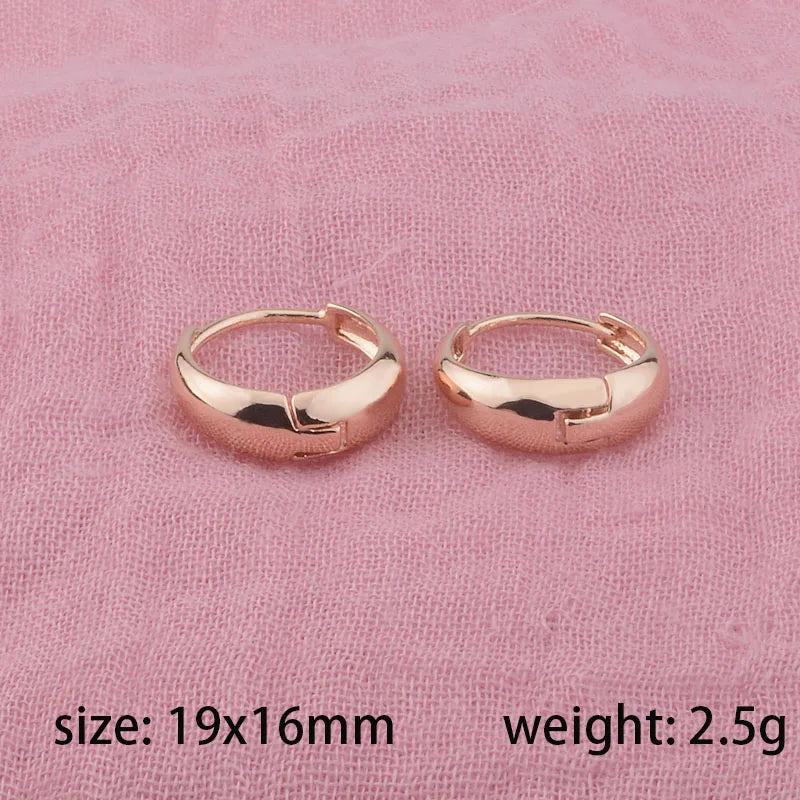FJ 6mm Women Girls 585 Rose Smart Hoop Daily Earrings