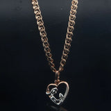 FJ Jewelry Women 585 Rose Heart Mother Baby Pendant Necklace