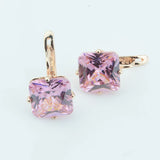 FJ Wedding Women Earring Rose 585 Big Square Zircon Drop Earring