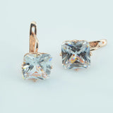 FJ Wedding Women Earring Rose 585 Big Square Zircon Drop Earring