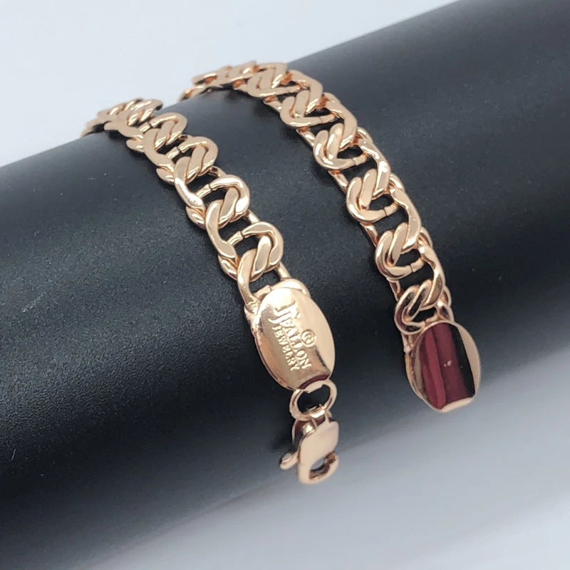 FJ Man Woman 585 Rose Carve Snail Link Round Bracelet