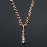 FJ Long Pendant Rose Zircon Chains Jewelry