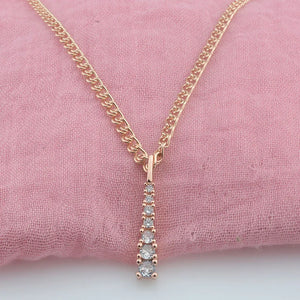 FJ Long Pendant Rose Zircon Chains Jewelry