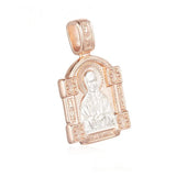 FJ Traditional Rose Gold+White Pendant Eastern Orthodox Cross