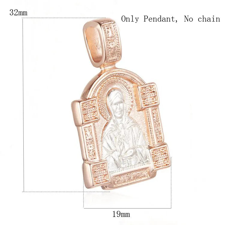 FJ Traditional Rose Gold+White Pendant Eastern Orthodox Cross