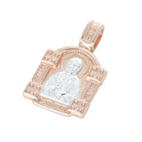 FJ Traditional Rose Gold+White Pendant Eastern Orthodox Cross