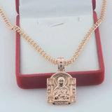 FJ Traditional Rose Gold+White Pendant Eastern Orthodox Cross