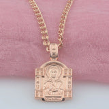 FJ Traditional Rose Gold+White Pendant Eastern Orthodox Cross