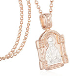 FJ Traditional Rose Gold+White Pendant Eastern Orthodox Cross