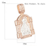 FJ Traditional Rose Gold+White Pendant Eastern Orthodox Cross