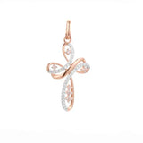 FJ Women Rose Crystal Cross Pendant Chain