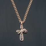 FJ Women Rose Crystal Cross Pendant Chain
