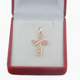 FJ Women Rose Crystal Cross Pendant Chain