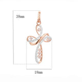 FJ Women Rose Crystal Cross Pendant Chain