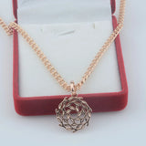 FJ Women 585 Rose Circle Pendant Chains Necklace