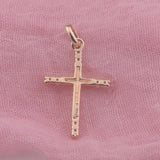 FJ Women 585 Rose Cross Necklace with Crystal Pendant