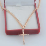 FJ Women 585 Rose Cross Necklace with Crystal Pendant