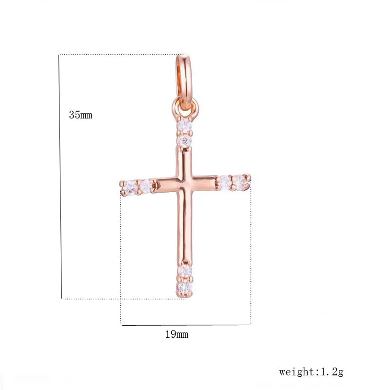 FJ Women 585 Rose Cross Necklace with Crystal Pendant