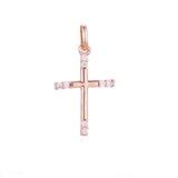 FJ Women 585 Rose Cross Necklace with Crystal Pendant