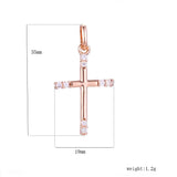 FJ Women 585 Rose Cross Necklace with Crystal Pendant