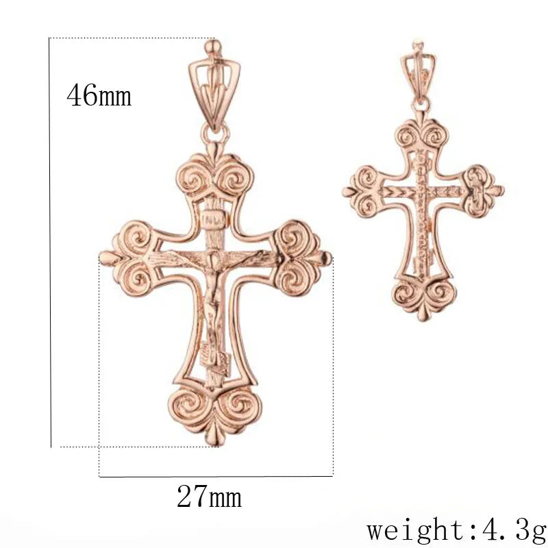 FJ Women 585 Rose Cross Pendant Chains