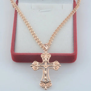 FJ Women 585 Rose Cross Pendant Chains