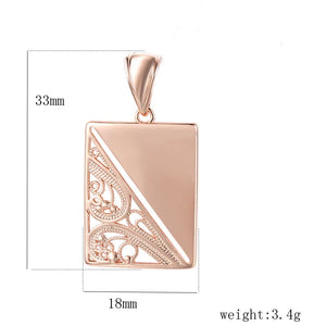 FJ Women 585 Rose Flowers Plant Square Copper Pendant Necklace