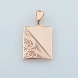 FJ Women 585 Rose Flowers Plant Square Copper Pendant Necklace