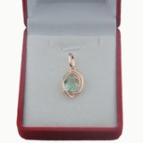 FJ Women 585 Rose Green Stone Pendant Link Chains Necklace