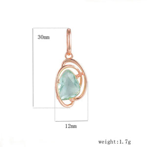 FJ Women 585 Rose Green Stone Pendant Link Chains Necklace