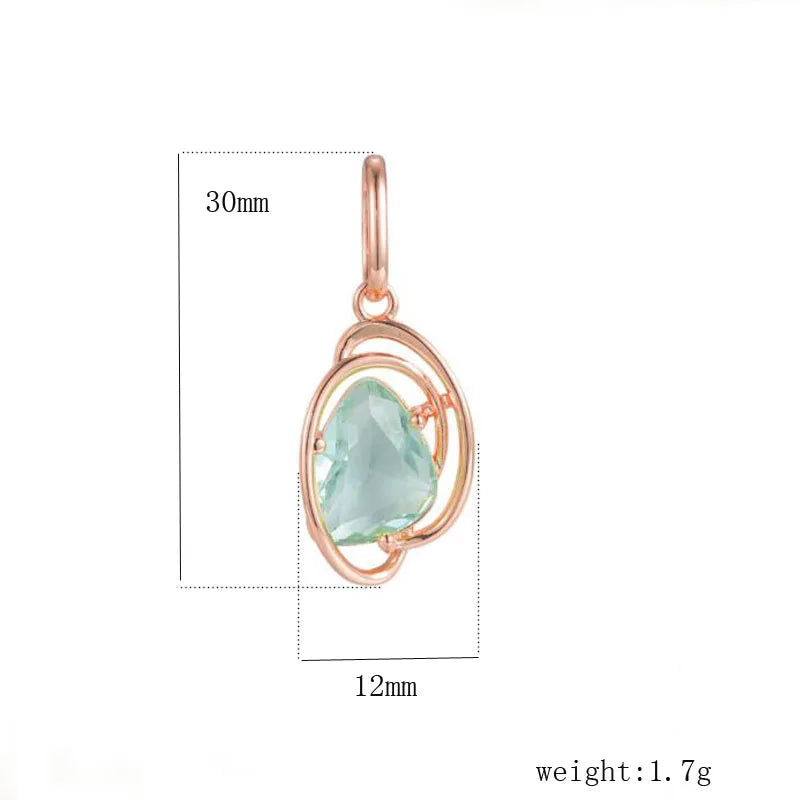 FJ Women 585 Rose Green Stone Pendant Link Chains Necklace