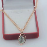 FJ Women 585 Rose Green Stone Pendant Link Chains Necklace
