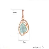 FJ Women 585 Rose Green Stone Pendant Link Chains Necklace