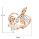 FJ Women 585 Rose Mother Baby Shaped Heart Pendant Gift