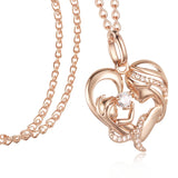 FJ Women 585 Rose Mother Baby Shaped Heart Pendant Gift