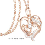 FJ Women 585 Rose Mother Baby Shaped Heart Pendant Gift