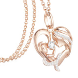 FJ Women 585 Rose Mother Baby Shaped Heart Pendant Gift