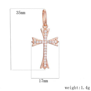 FJ 585 Rose Cross Geometry Pendant Necklace