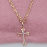 FJ 585 Rose Cross Geometry Pendant Necklace