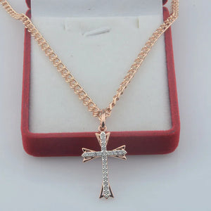FJ 585 Rose Cross Geometry Pendant Necklace
