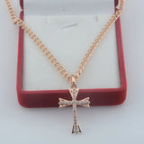 FJ 585 Rose Cross Geometry Pendant Necklace