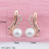 FJ Rose Pearl CZ Flowers Drop Earrings