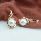 FJ Rose Pearl CZ Flowers Drop Earrings