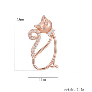FJ Women Cut Cat Bow Cubic Zircon Tail Necklace Jewelry