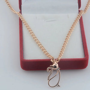 FJ Women Cut Cat Bow Cubic Zircon Tail Necklace Jewelry