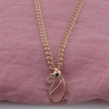 FJ Women Cut Cat Bow Cubic Zircon Tail Necklace Jewelry