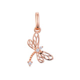 FJ 585 Rose Light Crystal Dragonfly Pendant Necklace