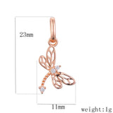 FJ 585 Rose Light Crystal Dragonfly Pendant Necklace
